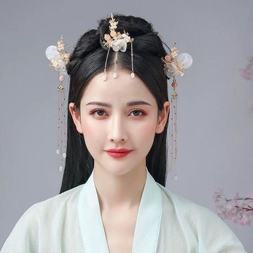 🎀免運🎀漢服頭飾流蘇步搖髮簪古風超仙頭冠髮梳對簪全套古裝仙氣簪子髮飾髮簪 丸子頭 髮飾 復古 新中式 旗袍配件 盤髮