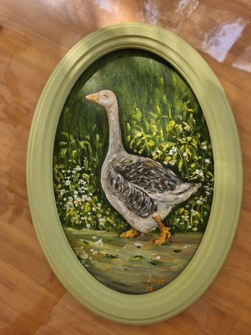 鵝 油畫 鵝 鳥類藝術原作