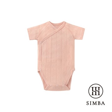 Simba 小獅王辛巴 - Air Upper透氣棉開襟包屁衣-短袖-荏粉