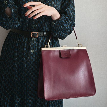 【聖誕禮盒】口金大方包 / 免費刻字 公事包 肩背包 -蘇芳紅