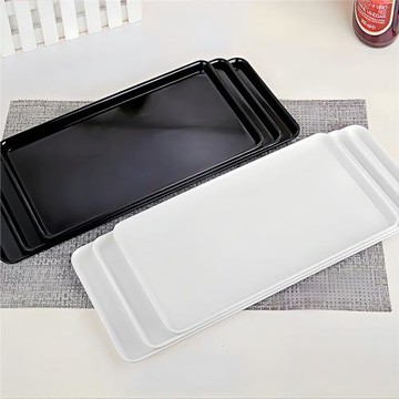 歐式長方形托盤窄水杯茶盤創意餐具密胺蛋糕柜長條展示盤塑料盤