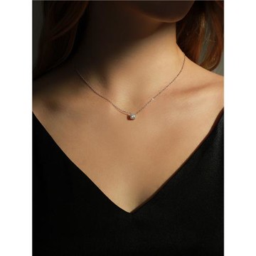 MODIAN摩典莫桑鉆S925純銀輕奢單鉆項鏈女高級百搭鎖骨鏈生日禮物