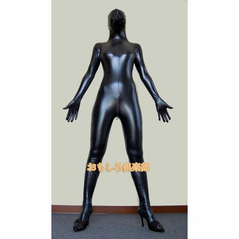 光沢 メタリック 全身タイツ 6頭ファスナー 黒色 青色 Zentai | LINE