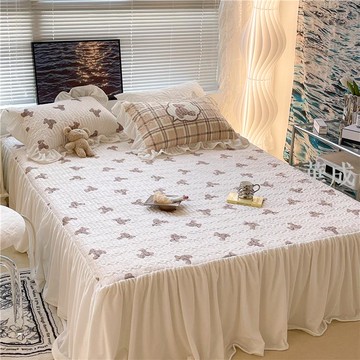 高級公主風舖棉床裙【多色多尺寸可選】舖棉床包 床裙 水洗棉床裙 長絨棉 床罩三件組 雙人/加大雙人床床包組