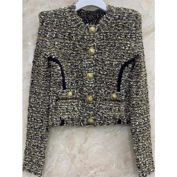 法式復古小香風2025春季新款高端歐貨氣質名媛重工金屬扣開衫外套