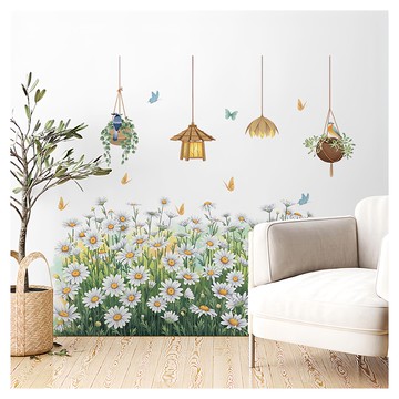 半島良品 DIY無痕壁貼墻貼  雙拼(30 x 90cm)  小雛菊踢腳 多色  1個