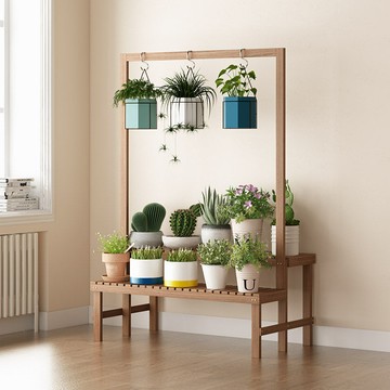 階梯式花架置物架陽臺實木客廳室內外落地式多層花盆綠蘿吊蘭架