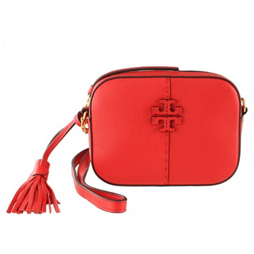 【TORY BURCH】流蘇皮革斜背包-紅