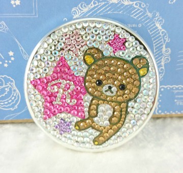 【震撼精品百貨】Rilakkuma San-X 拉拉熊懶懶熊~San-X 圓水鑲鑽鏡/摺疊鏡-星星#52909