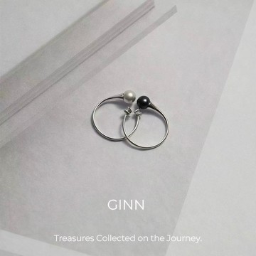 Self-reflection-Ring 手工製作珍珠純銀戒指-黑珍珠/灰珍珠