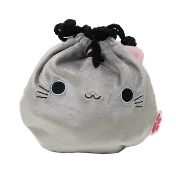 【全館95折】貓咪 多功能 束口袋 收納袋 虎斑貓 灰色 日本正版 該該貝比日本精品