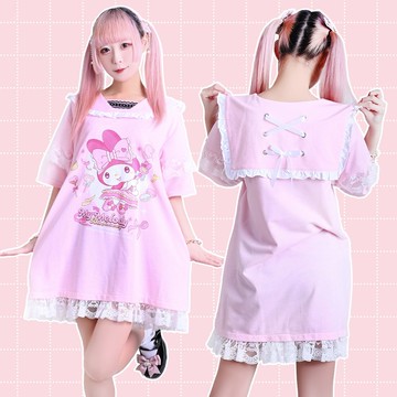 原創三麗鷗SANRIO授權美樂蒂50周年紀念荷葉邊短袖水手服JJ5090