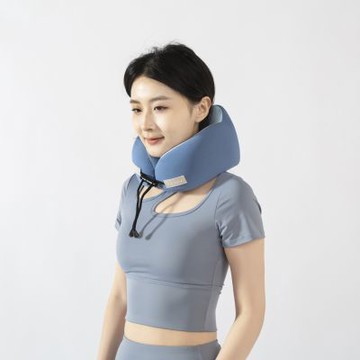 記憶棉U型枕 附收納盒, 23 x 22 x 14cm, 螢光綠