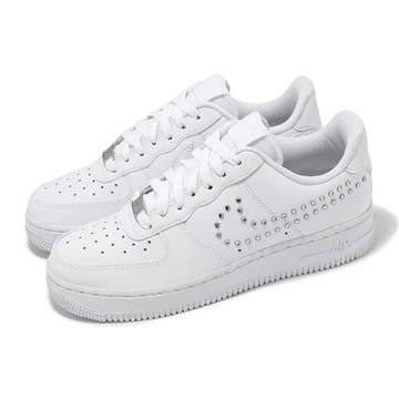 休閒鞋 Wmns Air Force 1 07 女鞋 白 銀 皮革 鉚釘 AF1 FQ8887-100