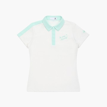 女款白色吸汗速乾彈性防曬短袖POLO衫
