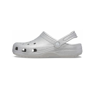 CROCS CLASSIC GLITTER CLOGS SILVER