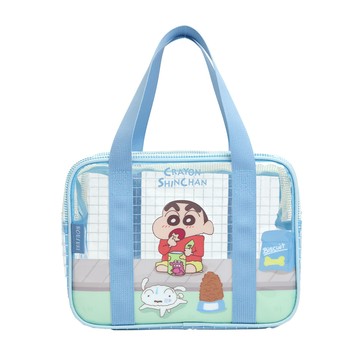 【HOUSUXI】蠟筆小新藍色系列-防潑水透明兒童餐袋＜售價已折＞