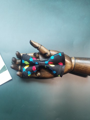 艺文範真絲拼接燈泡領結雙層蝴蝶結