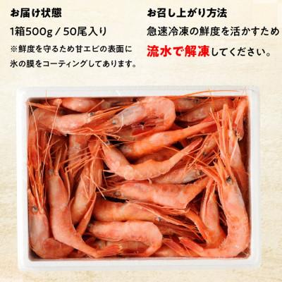 ふるさと納税 若狭町 ねっとり甘い 子無し 日本海甘えび 500g(約50尾)