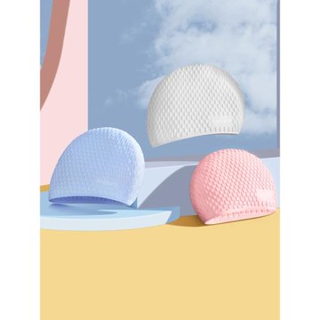 泡泡帽純色硅膠泳帽簡約成人女士加大防水不勒頭高顏值長發游泳帽