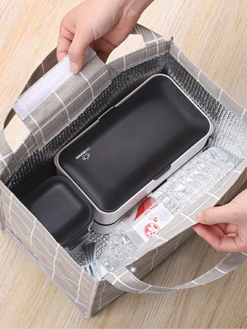 學生大號飯盒包手提保溫袋防水防油放午餐便當包上班帶飯的飯盒袋