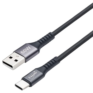 E-books XA39 鋁製 充電傳輸線 USB-A to C PD 60W 2M  1盒  尼龍編織