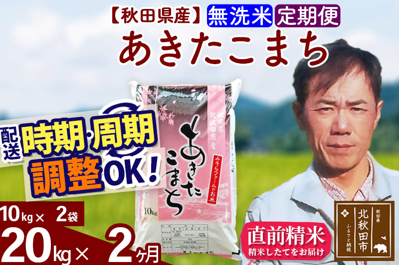 《定期便2ヶ月》＜新米＞秋田県産 あきたこまち 20kg(10kg袋) 令和5年産 お届け時期選べる 隔月お届けOK お米 みそらファーム 発送時期が選べる|msrf-30802