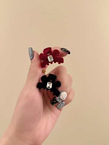 發夾八字劉海側邊夾秋冬蝴蝶結植絨發量少半扎小號抓夾2024新年女