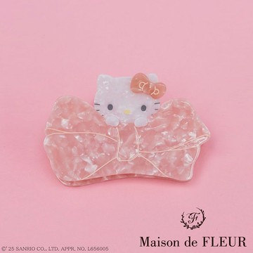Maison de FLEUR 三麗鷗聯名-Hello Kitty蝴蝶結大理石質感髮夾(08000602700)