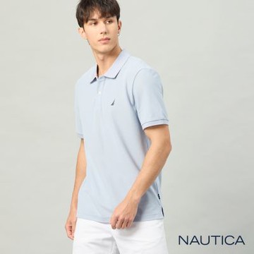 Nautica 官方旗艦 男裝 抗菌短袖POLO衫-淺藍色
