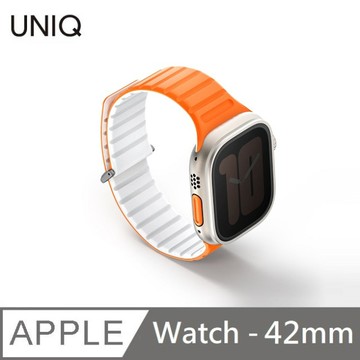 UNIQ Revix EVO 雙色矽膠磁吸錶帶 適用 Apple Watch 42mm - 橘白
