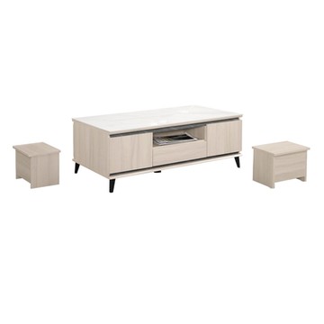 文創集 納莉爾4.3尺岩板四門大茶几(附贈木質椅凳二張)-130x70x48cm免組