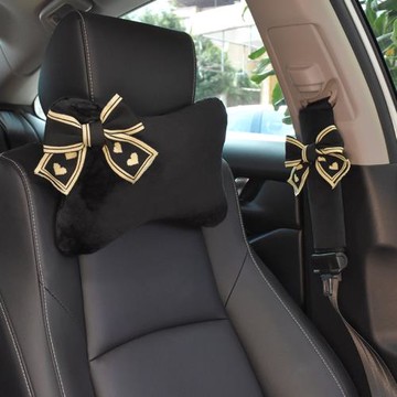 蝴蝶結汽車內頭枕個性透氣頭頸枕座椅脖枕護頸車枕司機車載靠墊女