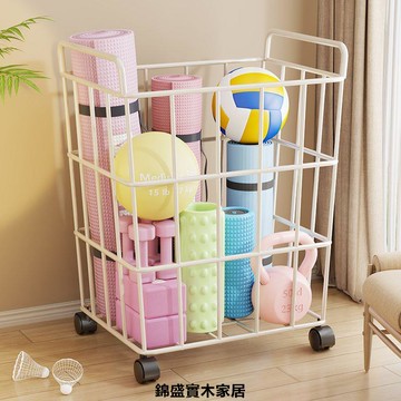 免運 附發票 收納 學校收納筐 籃球收納筐 裝球筐 瑜伽墊收納筐家用帶輪運動工具泡沫滾軸籃球整理健身器材置物架子特惠/快速出貨H094