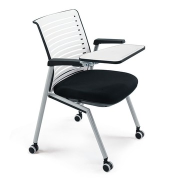 辦公培訓椅可折疊帶寫字桌板會議椅員工開會翻板帶滾滑輪一體凳子J-40公司貨