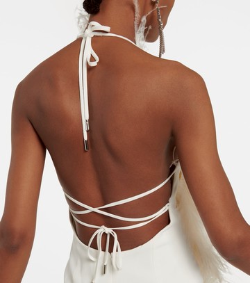 David Koma Feather-trimmed cady minidress