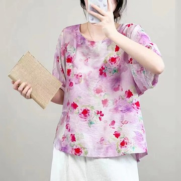 【韓國K.W.】KN3072現貨幸福起點亞麻上衣(上衣/背心/亞麻/雪紡)