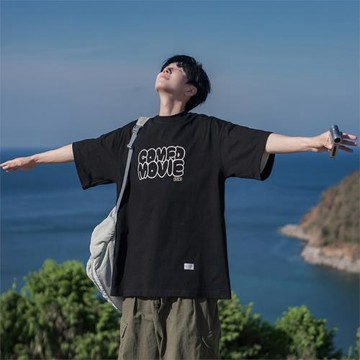 日系復古短袖男夏季潮流簡約cityboy上衣字母印花重磅體恤半袖t恤