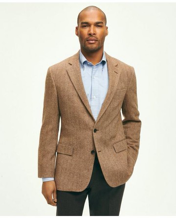 Brooks Brothers Men's Classic Fit Wool Herringbone Sport Coat | Brown | Size 44 Regular