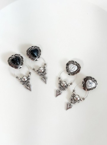 Saint Germain 耳針 耳夾 愛心 銀色 大尺寸