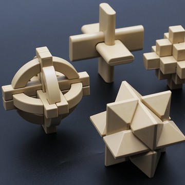 解鎖玩具  奇藝孔明鎖魯班鎖學生兒童燒腦智力塑料材質孔明鎖全套解鎖玩具【HZ66107】