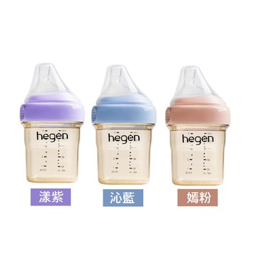 【hegen】金色奇蹟PPSU多功能方圓型寬口奶瓶 150ml ( 沁藍/嫣粉/漾紫 )