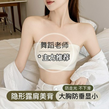 無痕防滑無肩帶美背內衣女小胸聚攏防下垂收副乳防滑不掉抹胸裹胸鑫弘-素時衣櫥