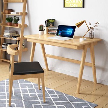 HappyLife 實木八字腳書桌 雙抽屜 140公分 Y12310
