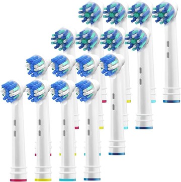 【日本代購】16 件裝替換刷頭相容 Oral B Braun 電動牙刷 8 Cross & 牙刷頭8 條牙線 - 適用於 Oral-b Pro 1000，活力