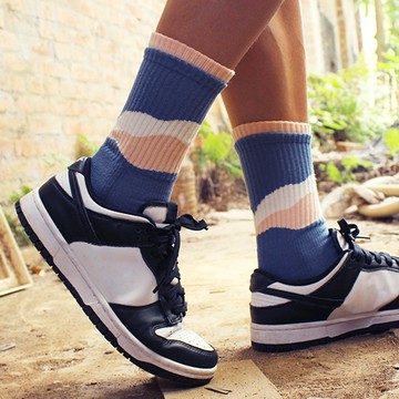 [家速配]Footer雲靄高筒登山襪-天空藍M