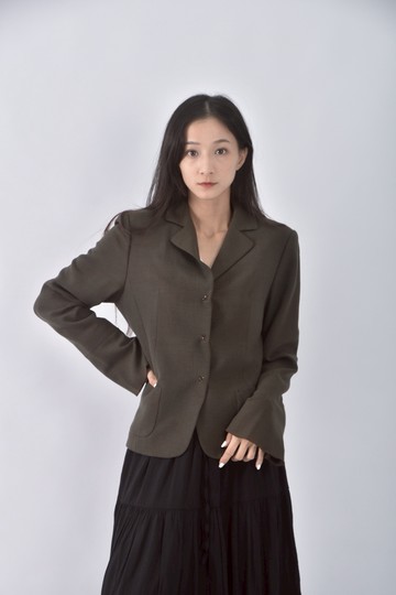 (S) keraia西裝羊毛素面綠色外套