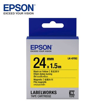 EPSON 愛普生 LK-6YB2 C53S656411標籤帶(磁鐵系列24mm)黃底黑字