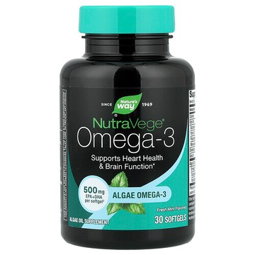 Nature's Way, NutraVege®，Omega-3，清新薄荷味，500 毫克，30 粒軟膠囊