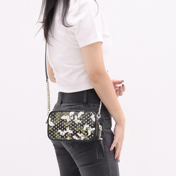 MICHAEL KORS CROSSBODIES 蝴蝶鉚釘迷你雙層相機包.黑